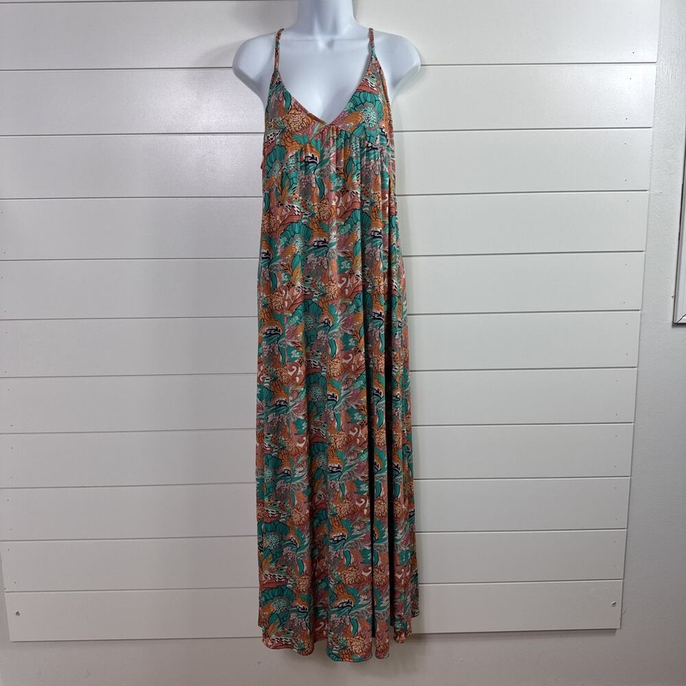 Women's Maaji Maxi Coverup Dress Sleeveless V-Neck Multicolor Print sz S